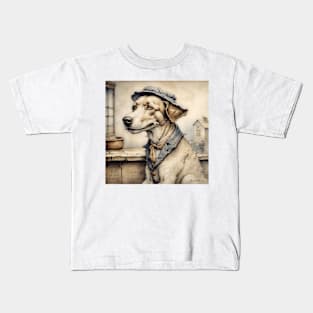 [AI Art] Cute ol’ dog with hat Kids T-Shirt
